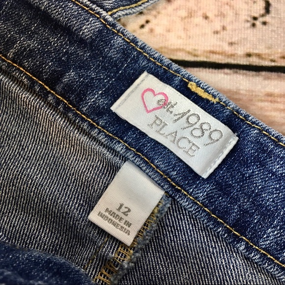 Children’s Place Denim Overalls Shorts Jean Sz 12 - Picture 8 of 10